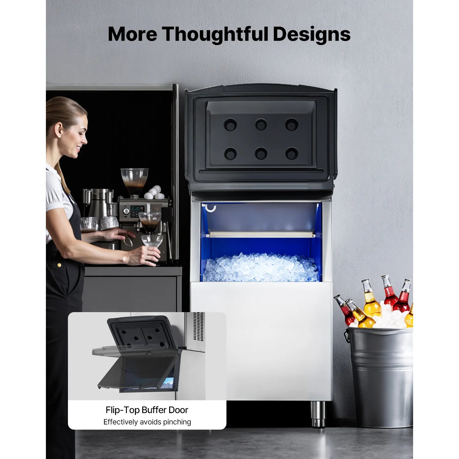 Machine à glaçons commerciale 250LB avec bac de stockage et filtre à eau