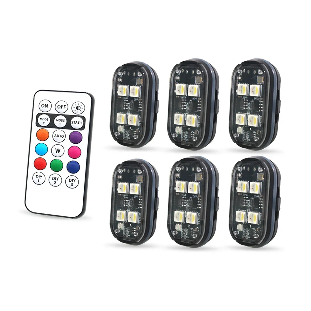 Wireless LED Strobe Car Lights – 8 Color Rechargeable Set
