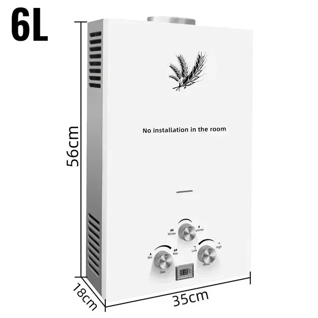 SIHAO 6L 8L 10L 12L 16L 18L LPG Portable Instand Water Heater Propane Gas LPG Wall-Mounted Tankless Water Heater Digital Display