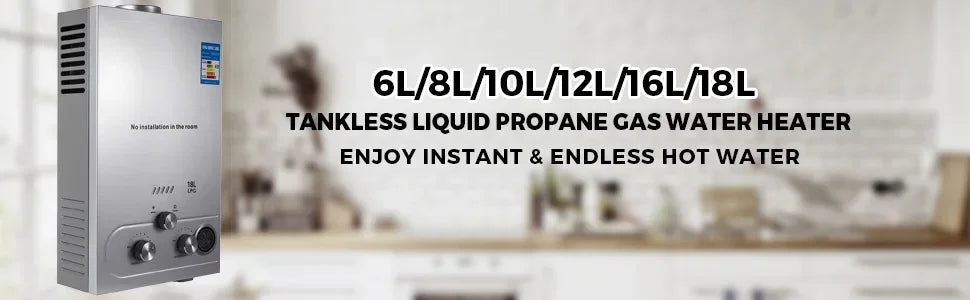 SIHAO 6L 8L 10L 12L 16L 18L LPG Portable Instand Water Heater Propane Gas LPG Wall-Mounted Tankless Water Heater Digital Display