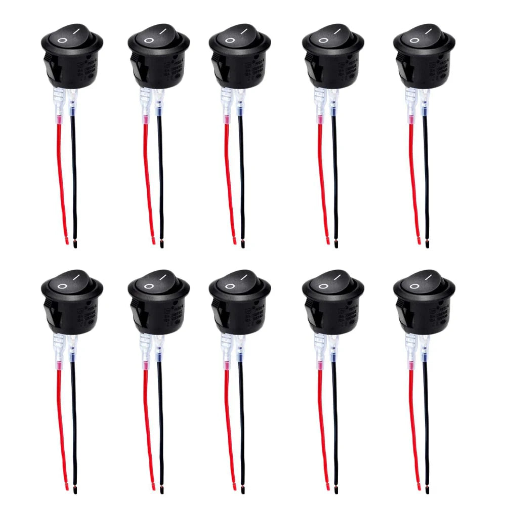 1-10Pcs 20mm Round Practical Joystick Switch SPST 2 Pin Snap-in ON-Off Toggle Switch Universal 12V for Car RV Boat