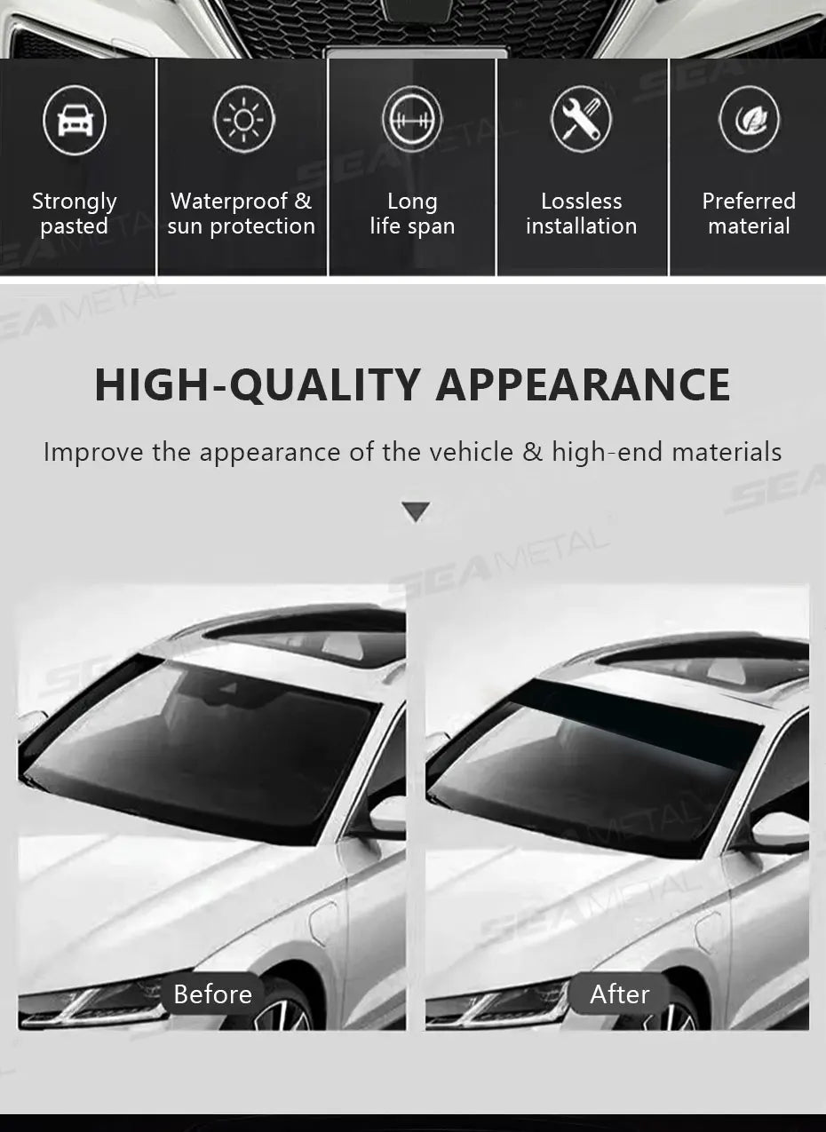 SEAMETAL Windshield Sun Protection Sticker Car Window Sun Visor Windscreen Sun Shade Cover Universal Heat Insulation Vinyl Film