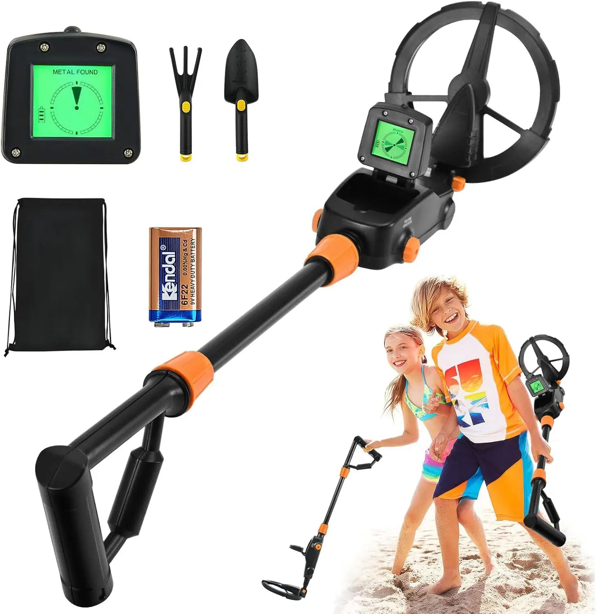 Détecteur de Métal Léger pour Enfants avec Écran LCD et Son, Détecteur de Métaux pour Enfants, Batterie IP68 enrouleur