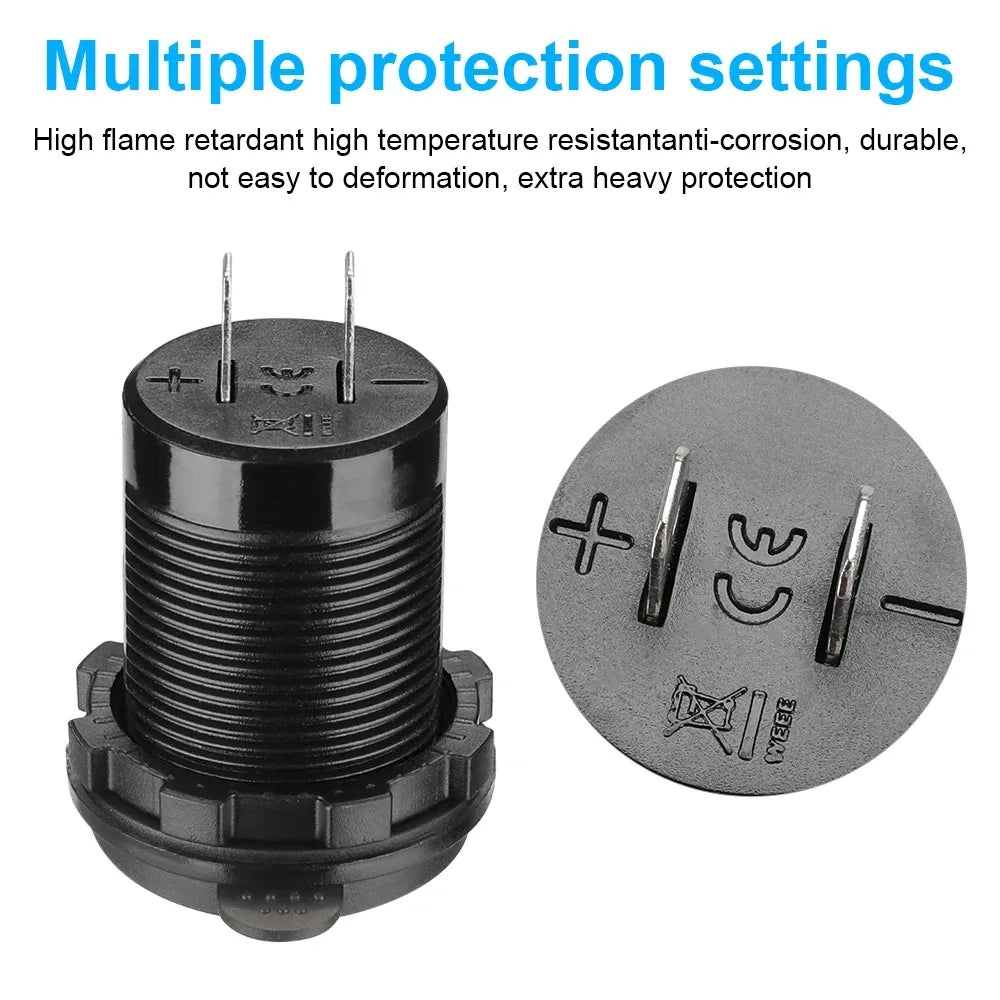 USB Charger Socket Dual QC 3.0 For Car Motorcycle With Voltmeter Car Charger Power Socket Waterproof for 12V/24V Car Boat