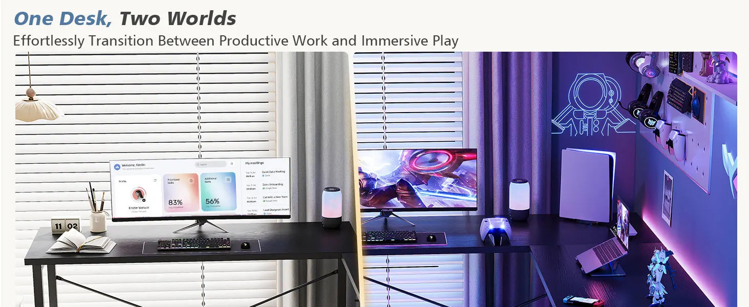 50 Inch L-Shaped Gaming Desk with CPU Shelf Corner Workstation