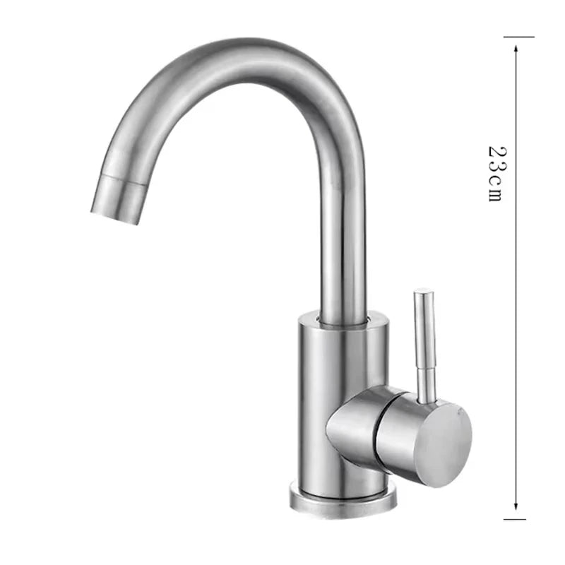 Black Nickel Bathroom Basin Faucet 304 Stainless Steel Hot Cold Wash Mixer Crane Tap 360 Rotation Sink Faucets Single Handle 