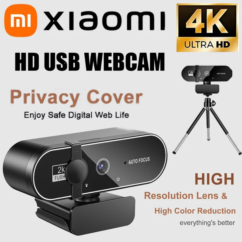 Cameră web Xiaomi 4K pentru streaming 2K cu autofocus Full HD USB Webcam 1080P 60FPS cu microfon Cameră video pentru PC laptop 2025