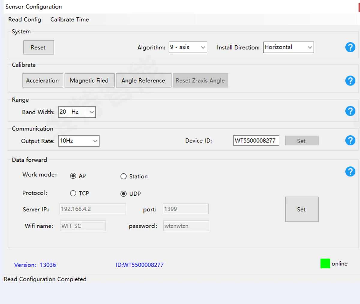 WT901 Wi-Fi Nine-Axis Motion Sensor - Options