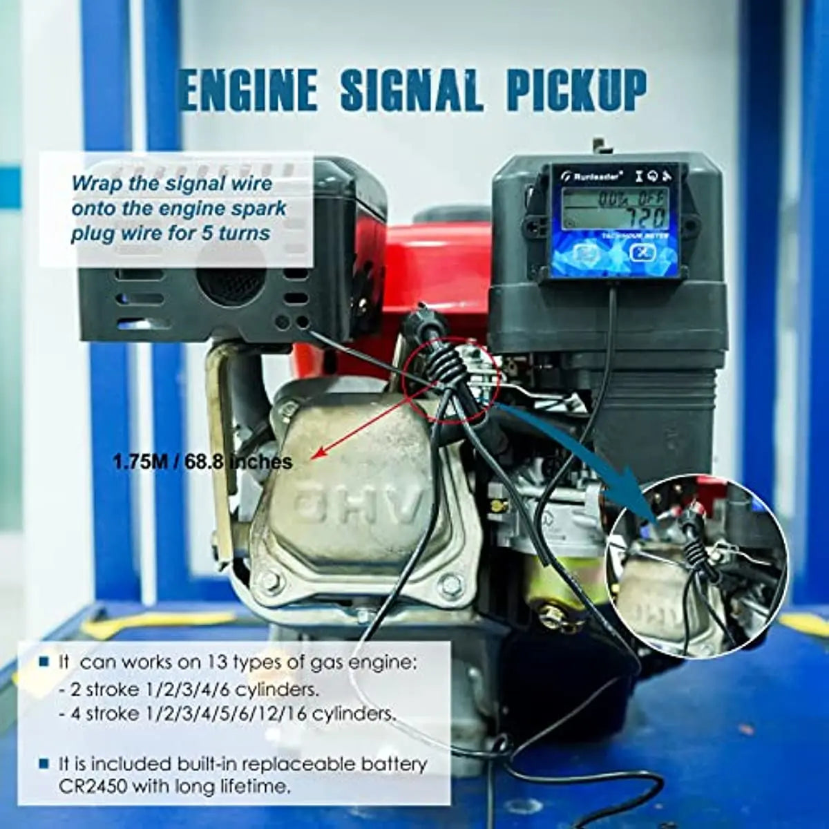RL-HM011HB Engine Tachometer & Hour Meter with Backlight