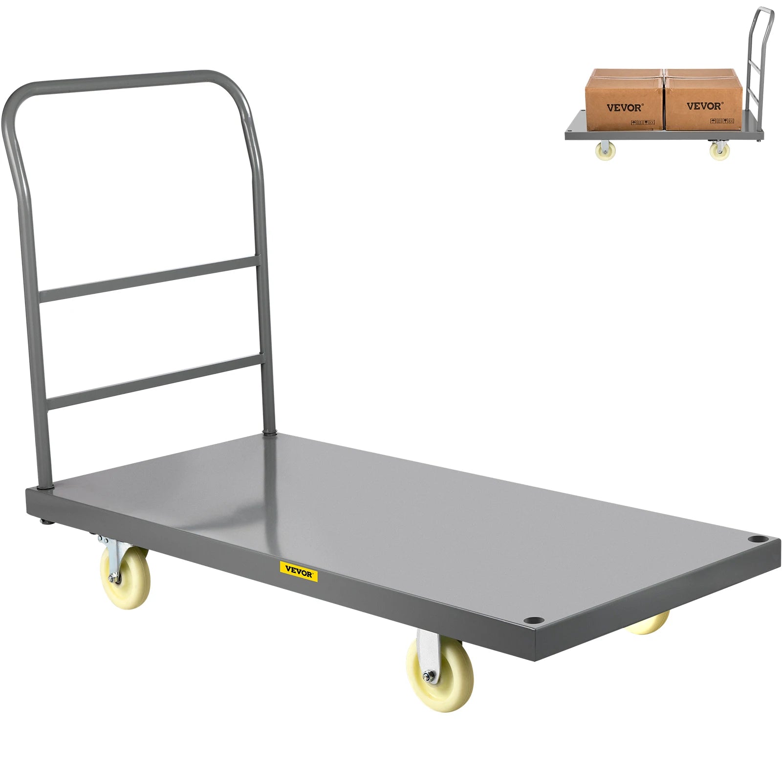 Steel Platform Truck 2000lb Capacity Flatbed Cart with 5" Casters