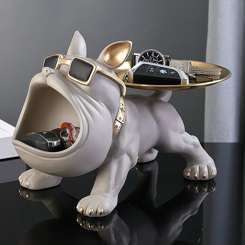 30cm Home Decor Bulldog Figurine Dog Statue Storage Box Animal Ornament Resin Craft Art Sculpture Figurine Home Puppy Sculpture 