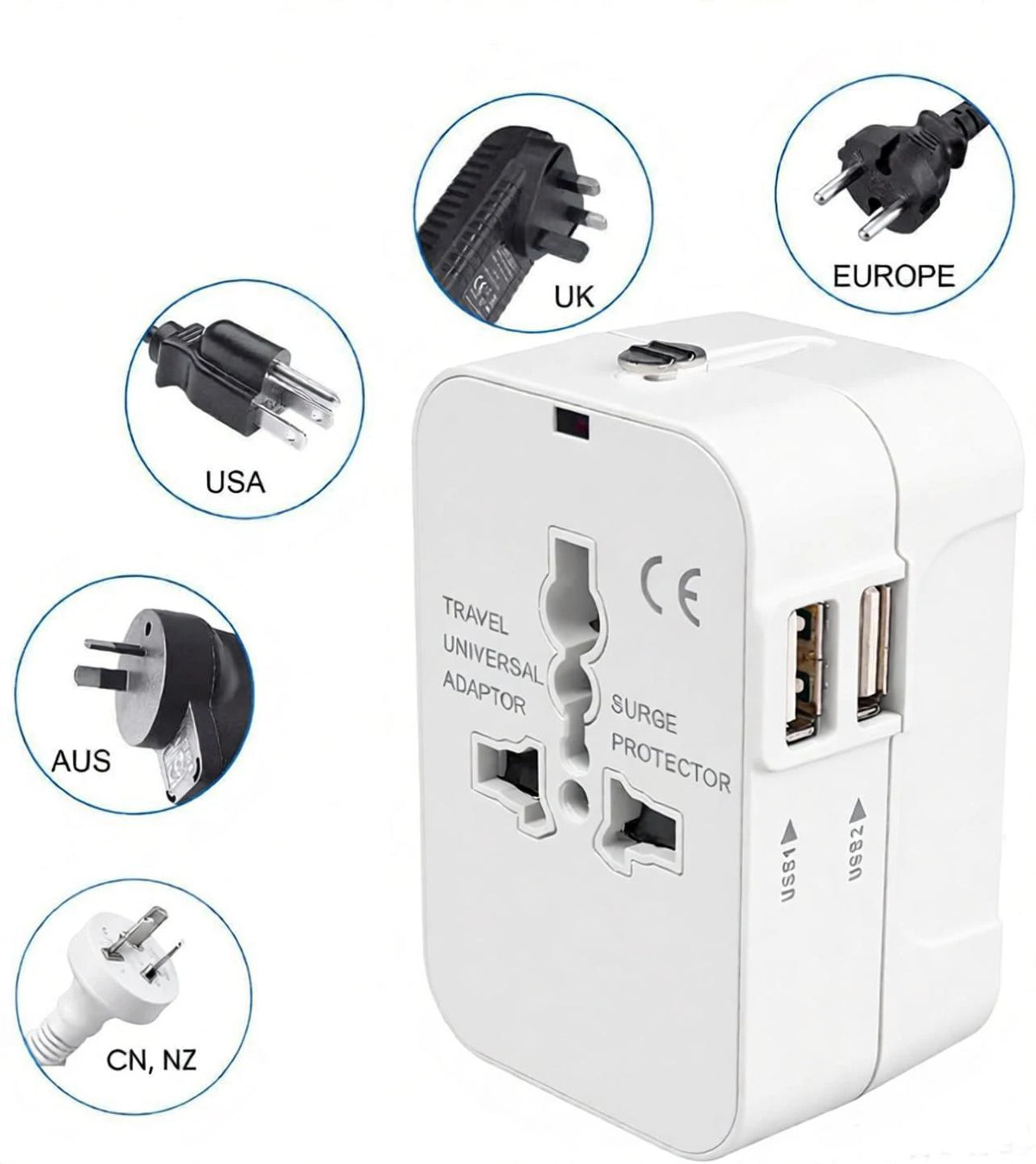 HHT202 Universal Travel Adapter - USB Options