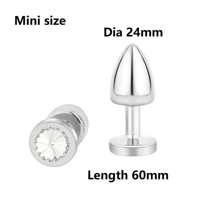 Small Size Metal Anal Beads Butt Plug Mini Rainbow Rose gold Butt Plug Crystal Jewelry Trainer Anal Dildo Masturbation Sex Toy 