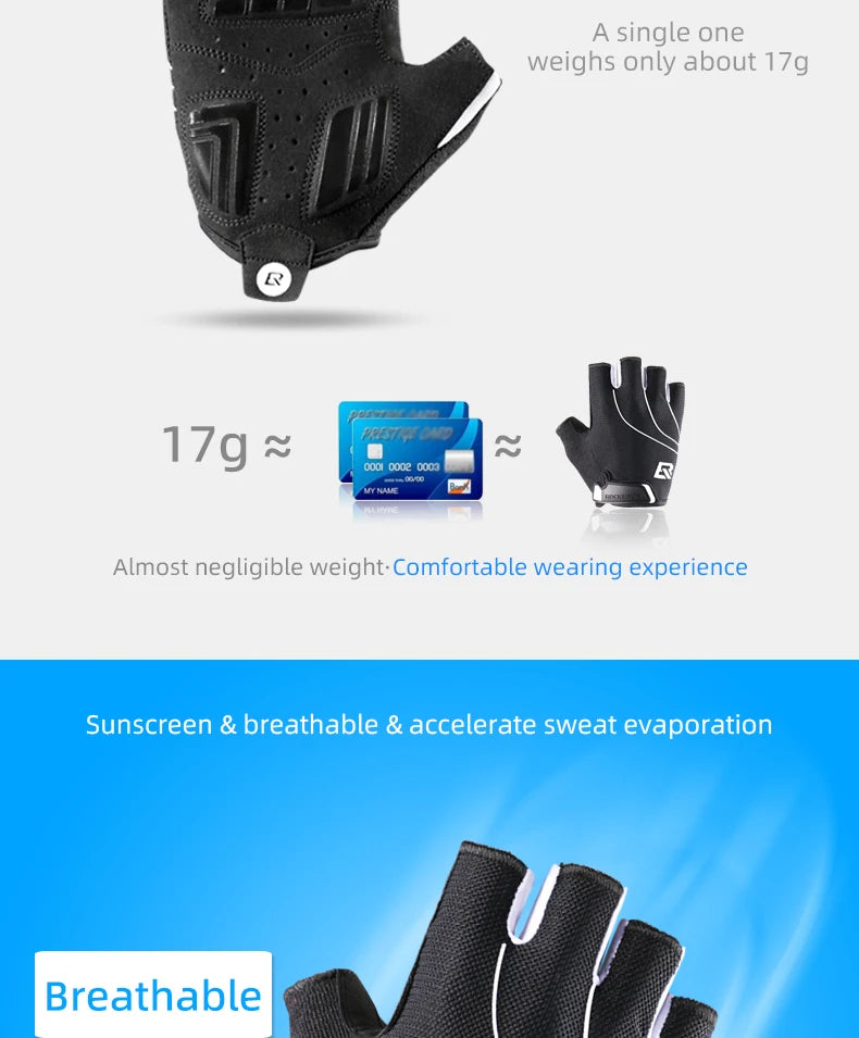 Luvas de Ciclismo ROCKBROS Luvas de Bicicleta com Almofada de Espuma Amortecedora Luvas Curtas de Meio Dedo Antiderrapantes Respiráveis para MTB DH Luvas para Homens