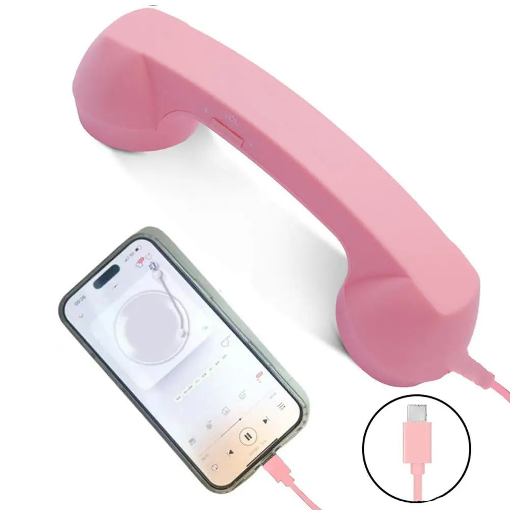 Retro słuchawka telefoniczna na kablu, USB-C lub 3,5 mm