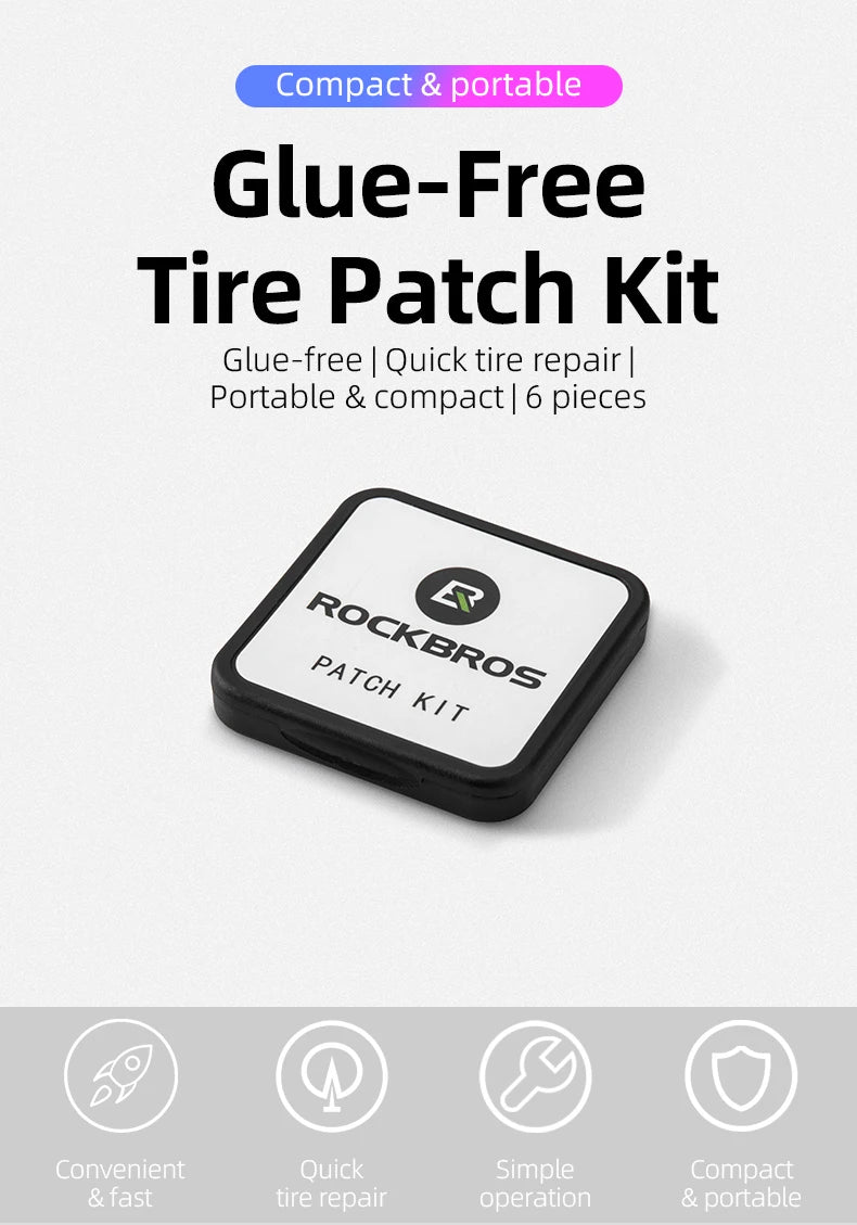 Glue-Free Bicycle Tire Repair Kit for Road & Mountain Bikes