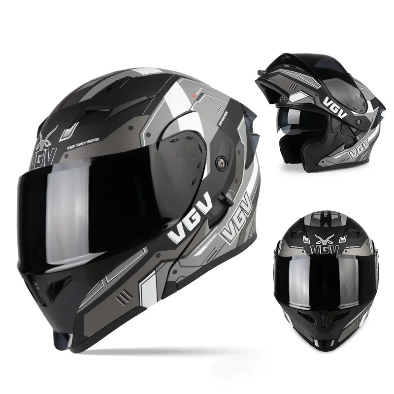 VGV 91 Flip Motorcycle Helmet, Dual-Lens, DOT Certified