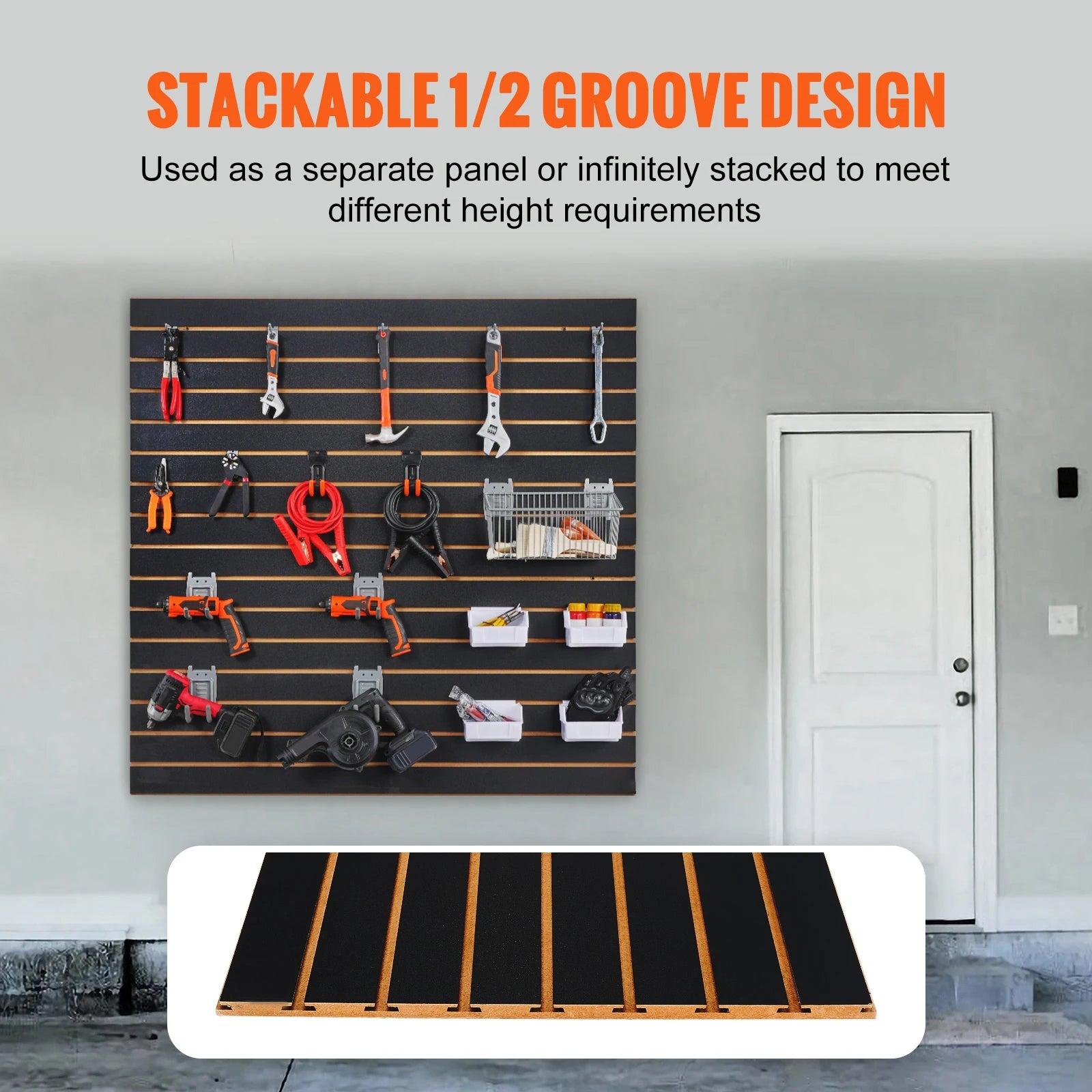 16 sq.ft Slatwall Panels Garage Organizer Wall System Gray