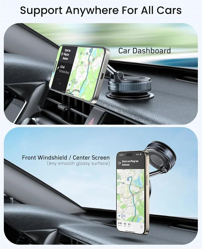 Support magnétique pour téléphone de voiture Ventouse mécanique Pivot 360° Adsorption magnétique Support universel de navigation