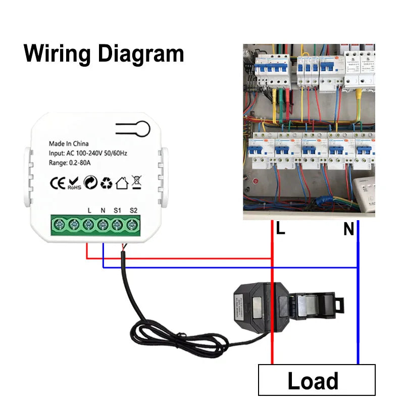 80 A Wi-Fi Energy Meter with CT Clamp