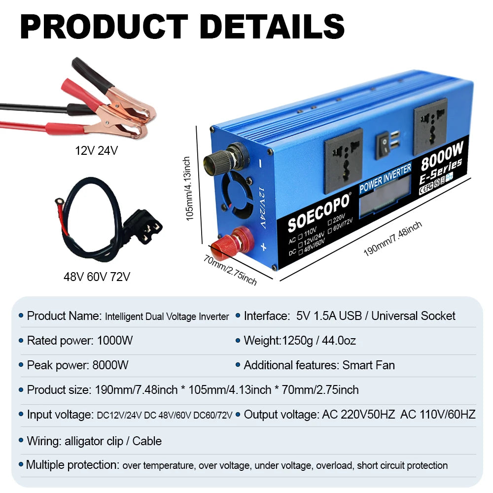 Off-grid solární sada 10000W výkonný měnič + 500W solární panely + 100A regulátor DC 12V/24V - AC 110V/220V měnič