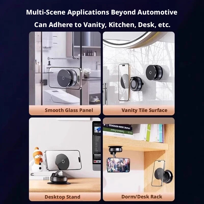 SEAMETAL Strong Magnetic Car Phone Holder Foldable 360° Rotation Multi-scene application 15W Vacuum Suction Wireless Charger