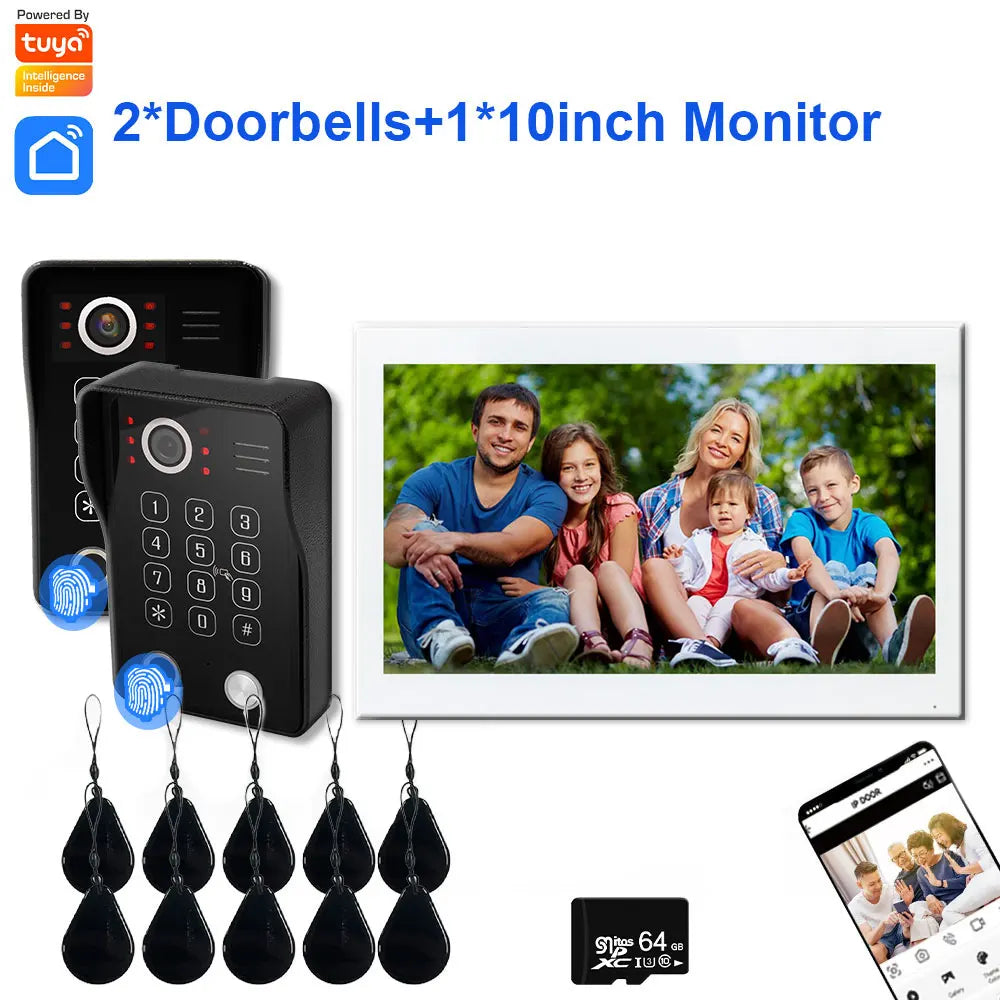 Fingerprint 5in1 Unlock Wifi Doorbell Video Intercom System For Home Doorphone Tuya Smart 1080P Touch Monitor Security Protect 