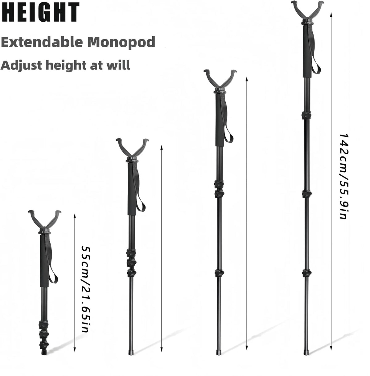 Verstellbare Einbeinstativstütze, 55-142 cm