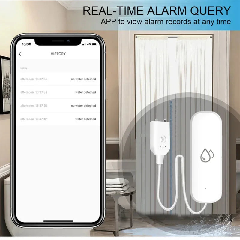 Tuya WiFi-vattenläckagesensor, larm vid översvämning och vattenläckage, smart hemautomation, säkerhetsskydd för bostäder, Smart Life-app