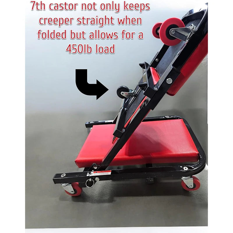 Siège roulant avec roues à 360° et genouillère pliable