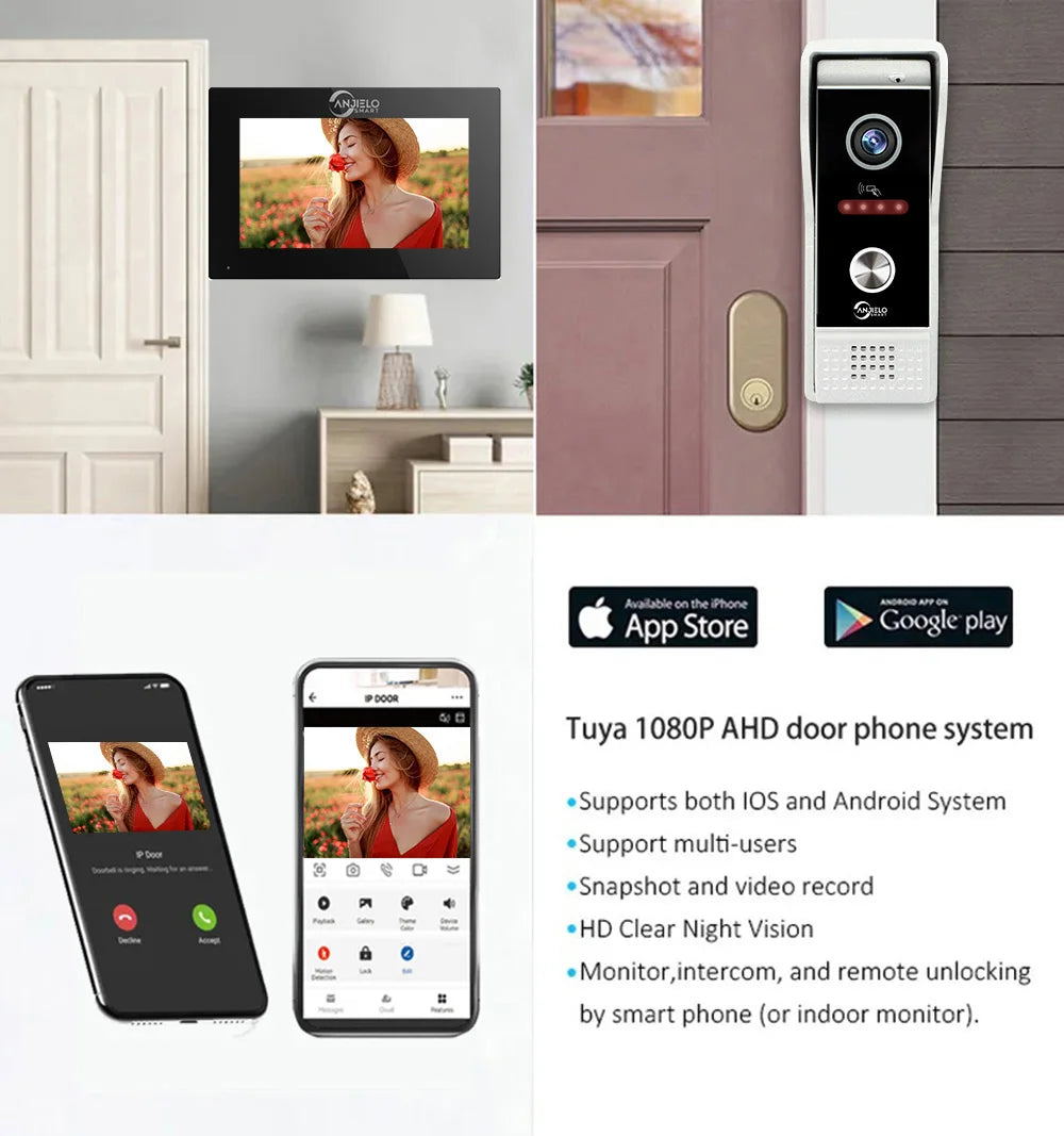 1080P Video Intercom Wifi 7/10 Inch Monitor Kit for Apartment System Home Security Wired Doorbell Card Swipe Private House Tuya Spy-shop.com