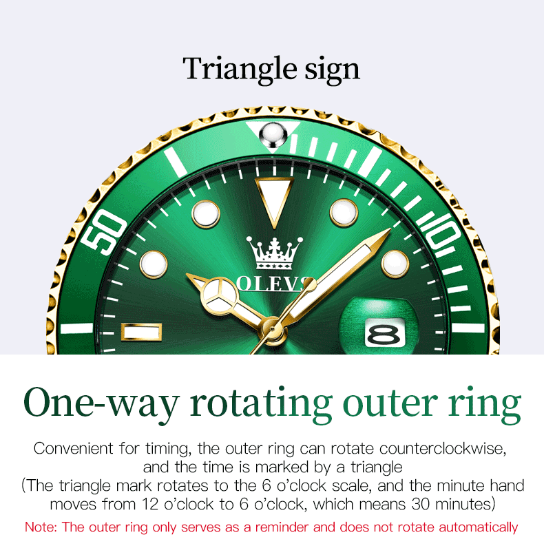 OLEVS Top Original Men Quartz Watch Green Waterproof Watch for Men Stainless Steel Quartz Men Luxury Watch Luminous Wristwatch 