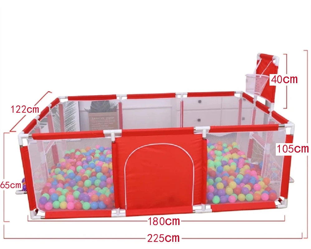 Baby Playpen Indoor Safety Playground with Basketball Hoop