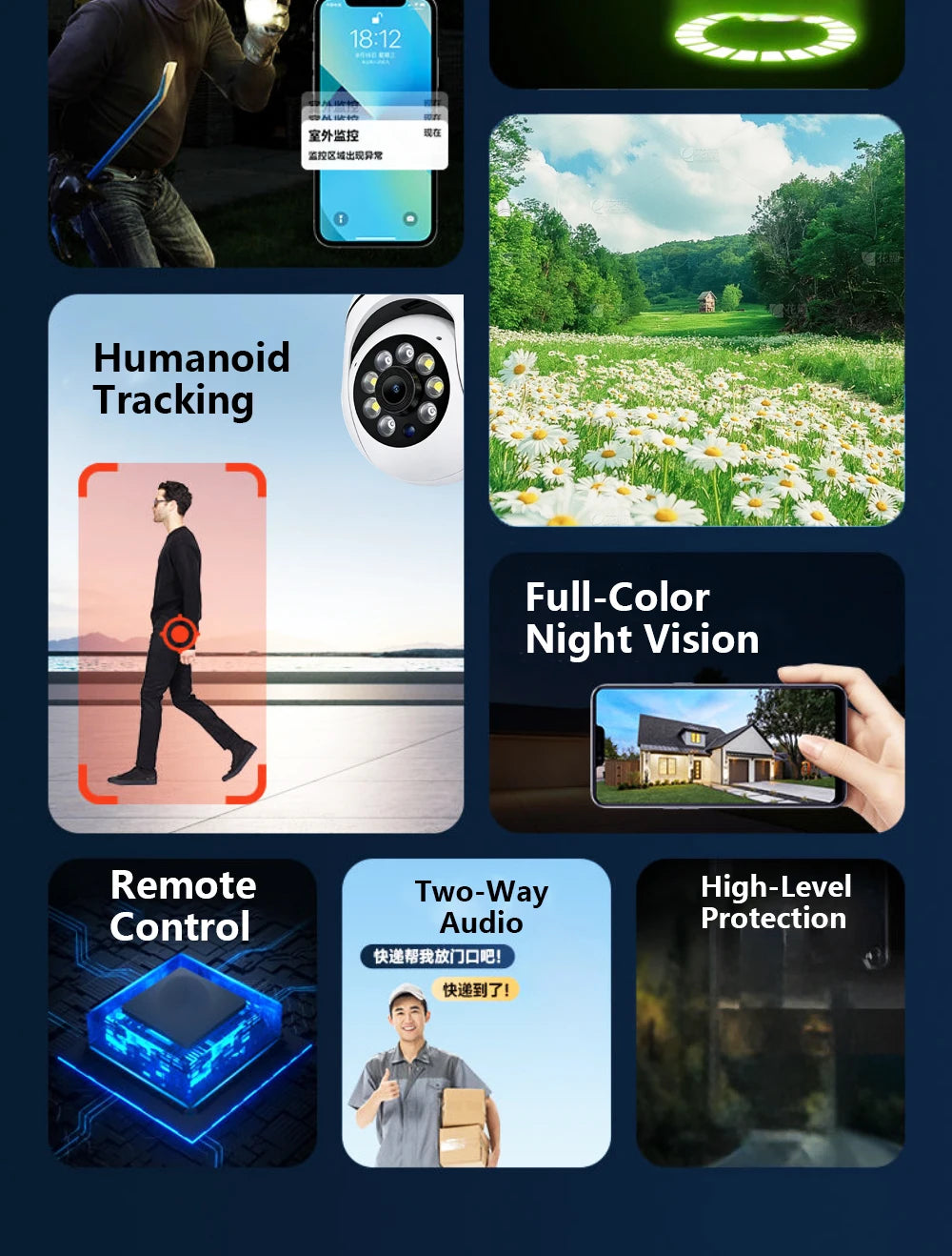 8MP Wireless Outdoor PTZ Security Camera with AI Human Tracking
