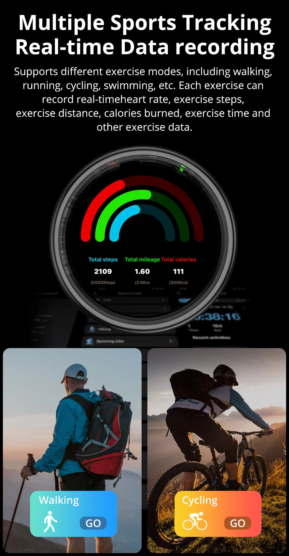 2025 COLMI R12 Smart Ring with Display Screen and Touch, Wireless Charging, Health Manager, 5 ATM Waterproof For Men Women 