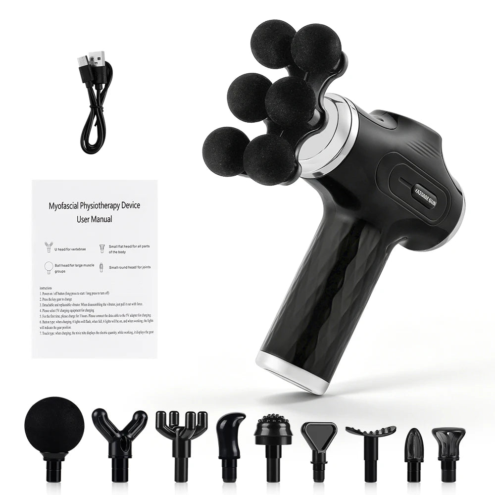 Mini Muscle Massage Gun with 10 Heads and Adjustable Intensity