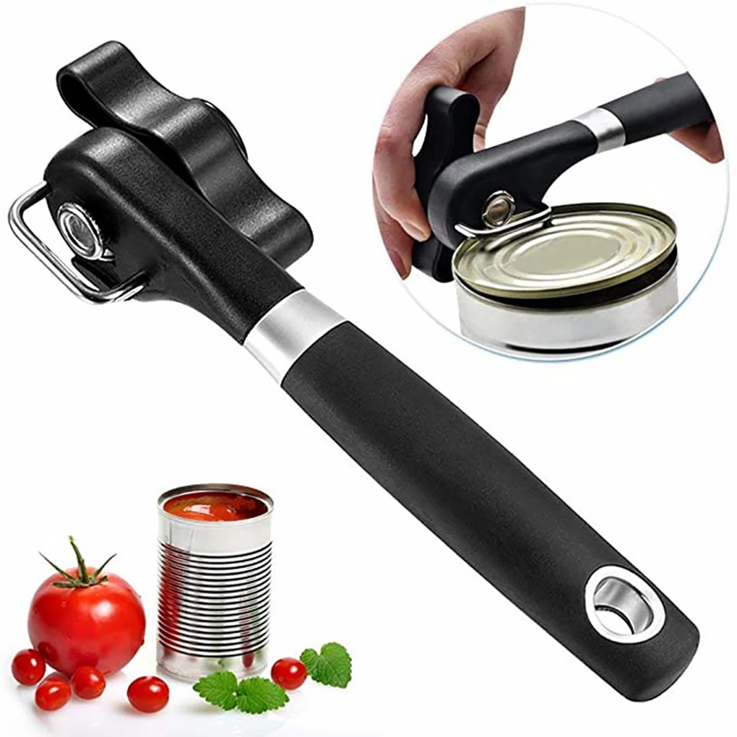 Plastic Hand-actuated Can Opener Safety Kitchen Tools Easy Grip Side Cut Manual Opener for Cans' Lid Kitchen Gadgets 