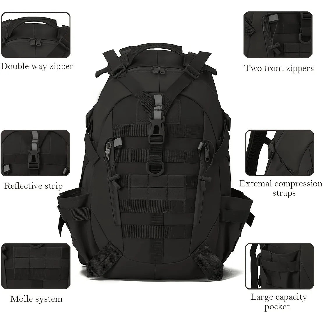 Hunting Tactical Backpack with Reflective Strips & Modular Loading System Ideal for Hunting Gear Storage Camping Hiking Outdoor