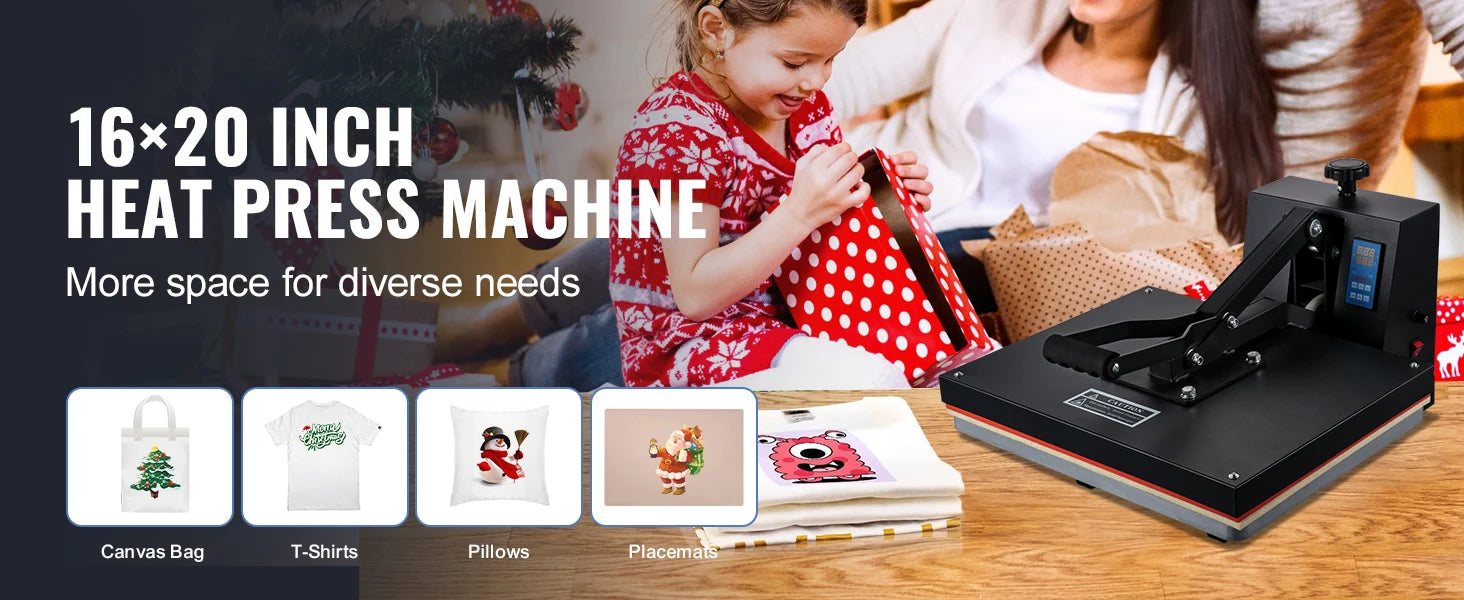 Clamshell Heat Press Machine 15x15–16x24 for T-Shirts & Sublimation
