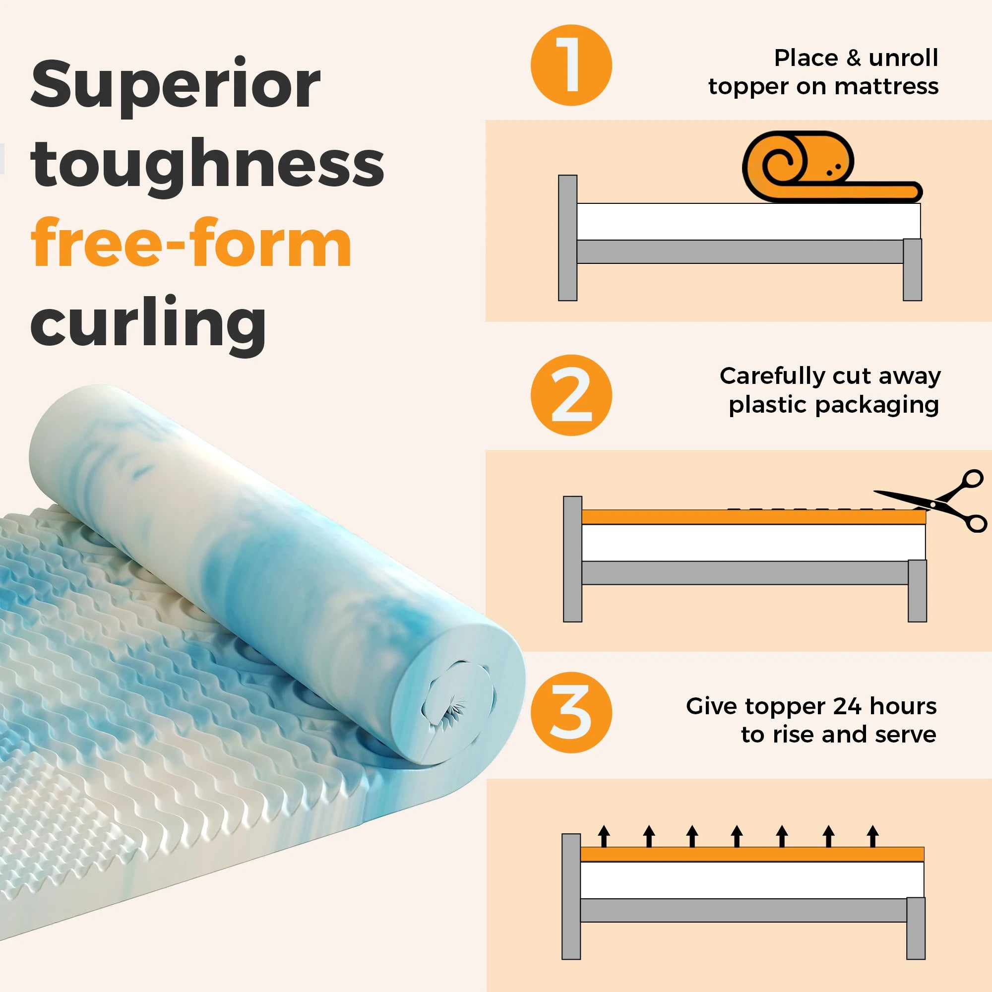 Cooling Gel Memory Foam Mattress Topper with 5-Zone Pressure Relief