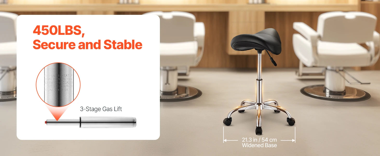 SucceBuy sedlo židle se kolečkami, nosnost 450 lb, výškově nastavitelná, ergonomická otočná sedací židle typu hřbetové sedlo pro kliniku, salón, tetování