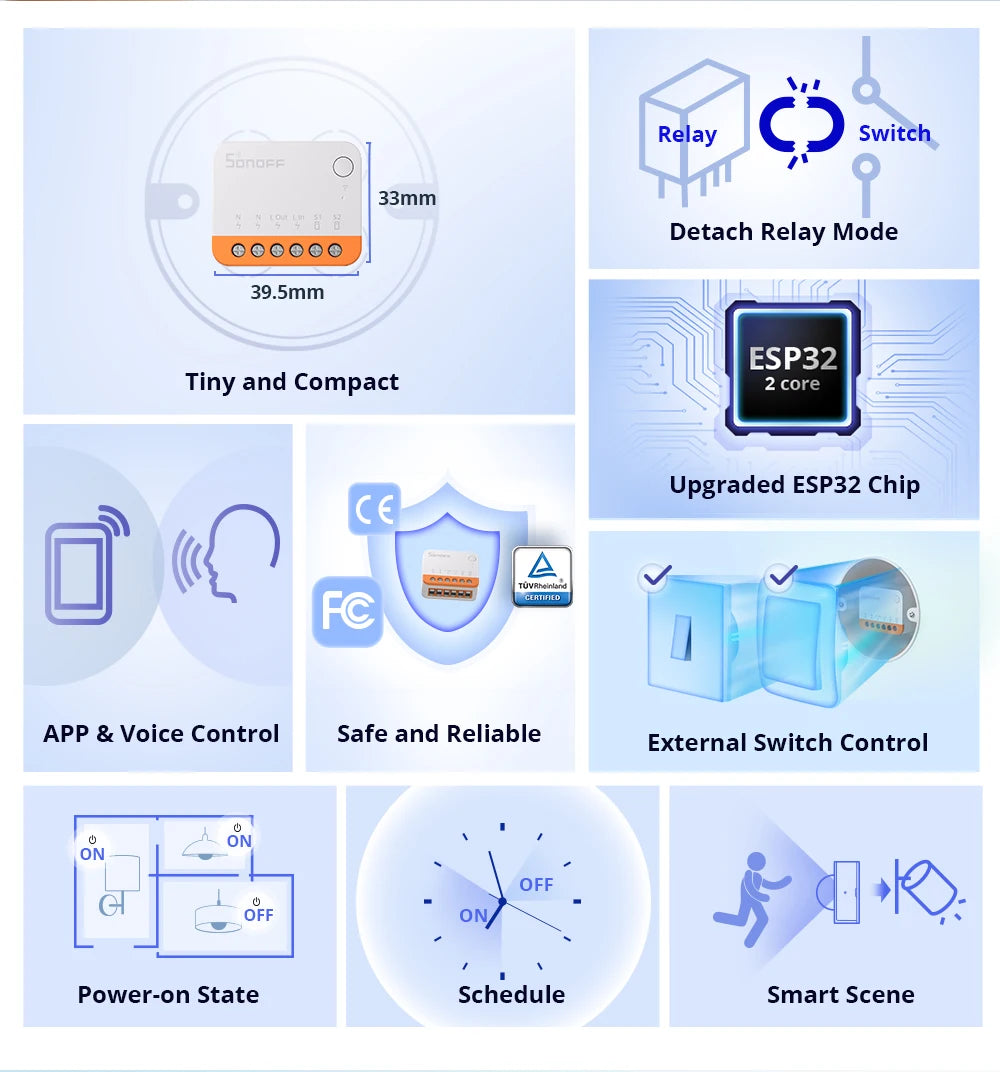 Interruptor de relé inteligente Wi-Fi SONOFF MINIR4