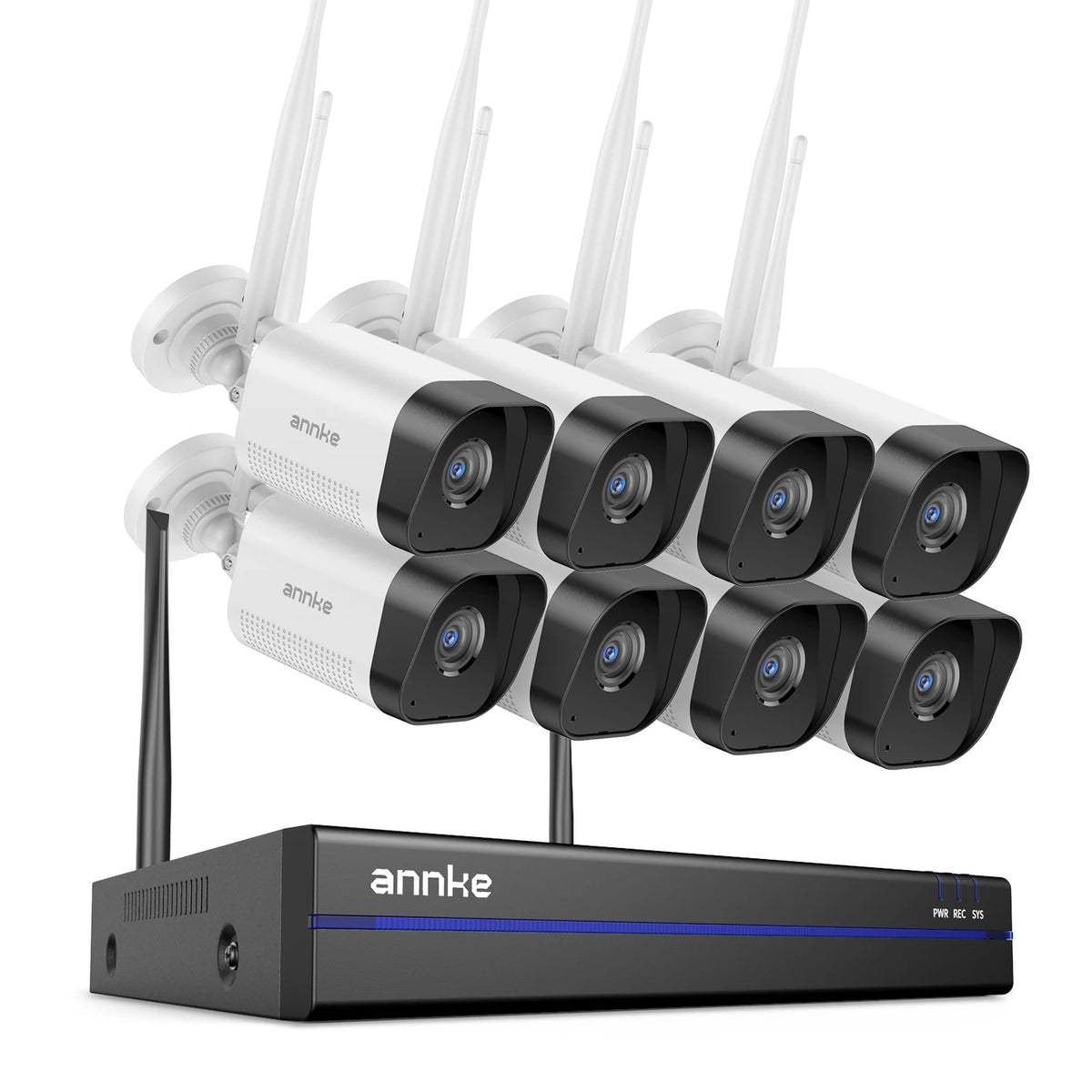 ANNKE Sistem de supraveghere video cu WiFi cu NVR 5MP, camere IP 3MP, înregistrare audio, camere de securitate, AI Detection, CCTV kit