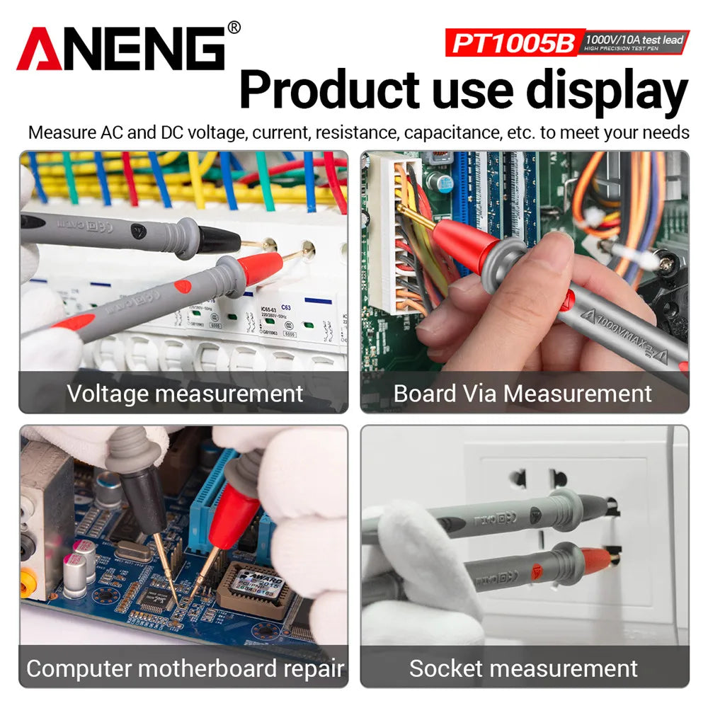 Cables de prueba para multímetro ANENG PT1005B, 10A 1000V
