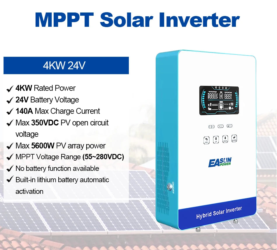 Inversor Solar Híbrido 4KW 24V com MPPT de 140A