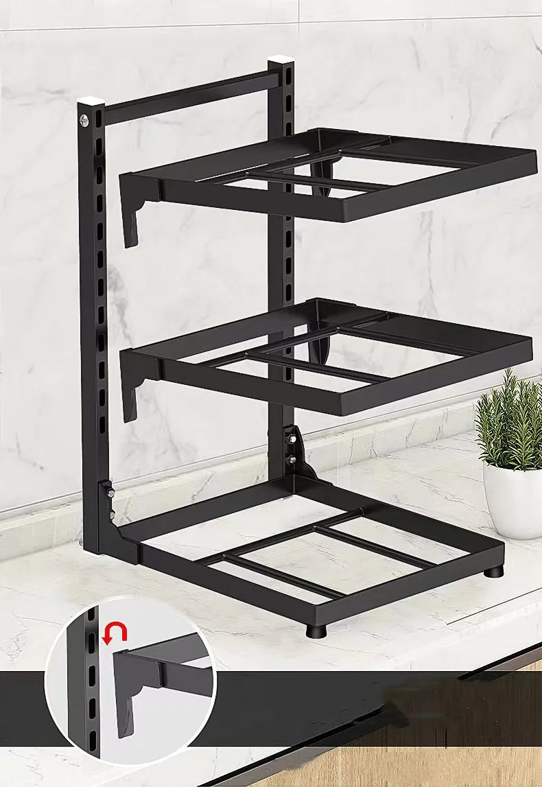 Kitchen Sink Storage Rack Multi-Layer Cooker Storage Rack For Home Stovetop Cabinets Adjustable Pot Rack 