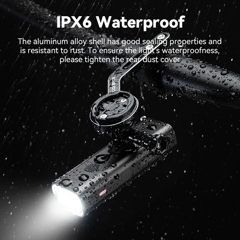 Bike Front Light 400/800LM USB-C Rechargeable IPX6 Aluminum
