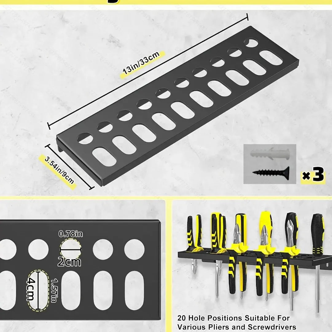 Wall-Mounted Tool Organiser, Screwdriver, Hammer or Tray Options
