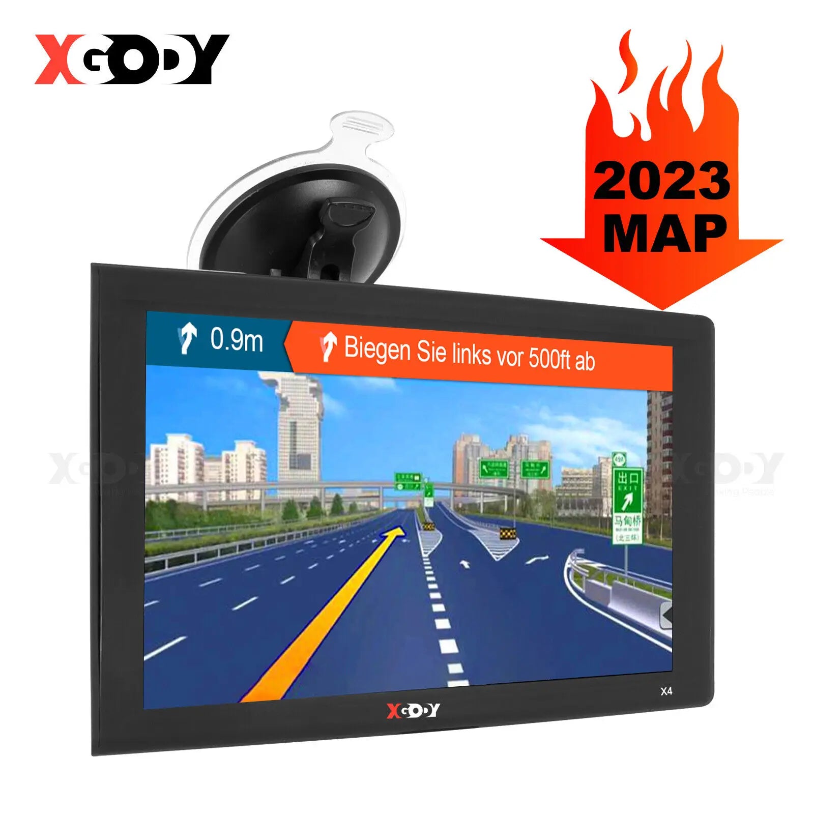 XGODY 9-Inch Truck Sat Nav with UK and Europe Maps