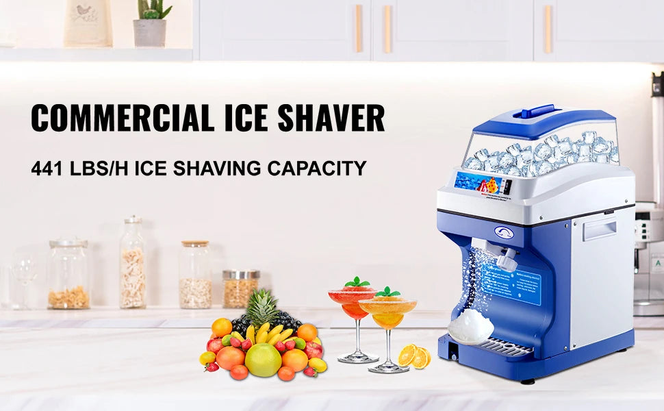 Commercial Ice Shaver 441 lbs/h Electric Snow Cone Machine 5L Hopper